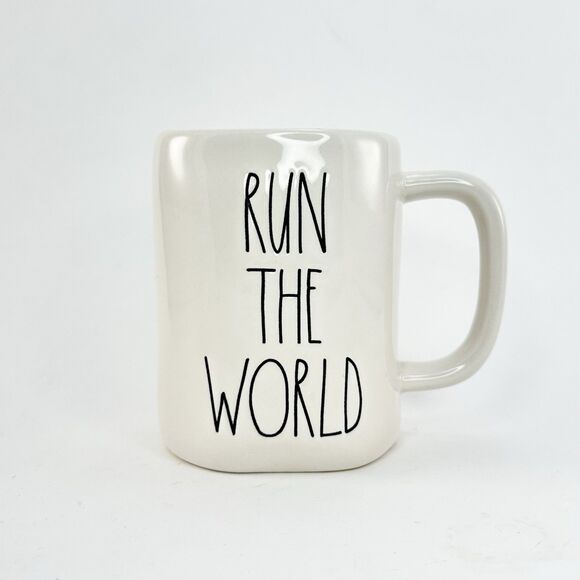 Rae Dunn Other - Rae Dunn RUN THE WORLD Mug LL Font Ceramic Coffee Cup Farmhouse Modern